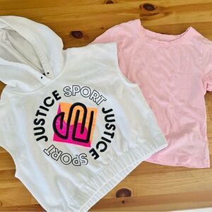 Justice Old Navy Active Sleevless Hoodie Sweatshirt Bundle Tee Size L 10/12